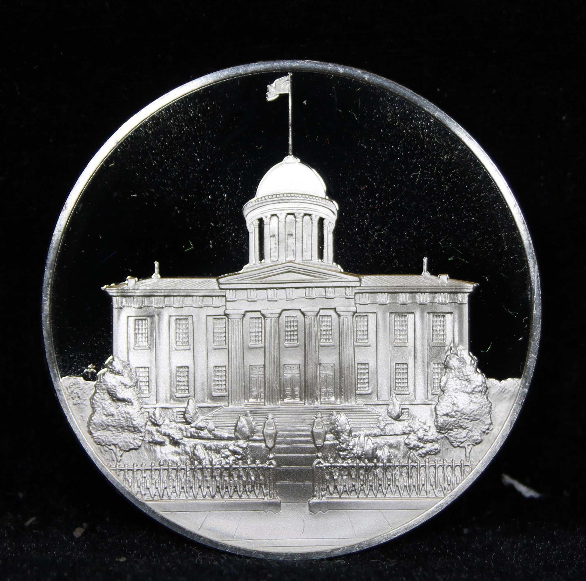 1976 Franklin Mint .925 Fine Sterling Silver Proof Round Illinois 1 oz. Grades