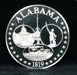 1976 Franklin Mint .925 Fine Sterling Silver Proof Round Alabama 1 oz. Grades