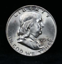 1954-d Franklin Half Dollar 50c Grades Choice Unc FBL