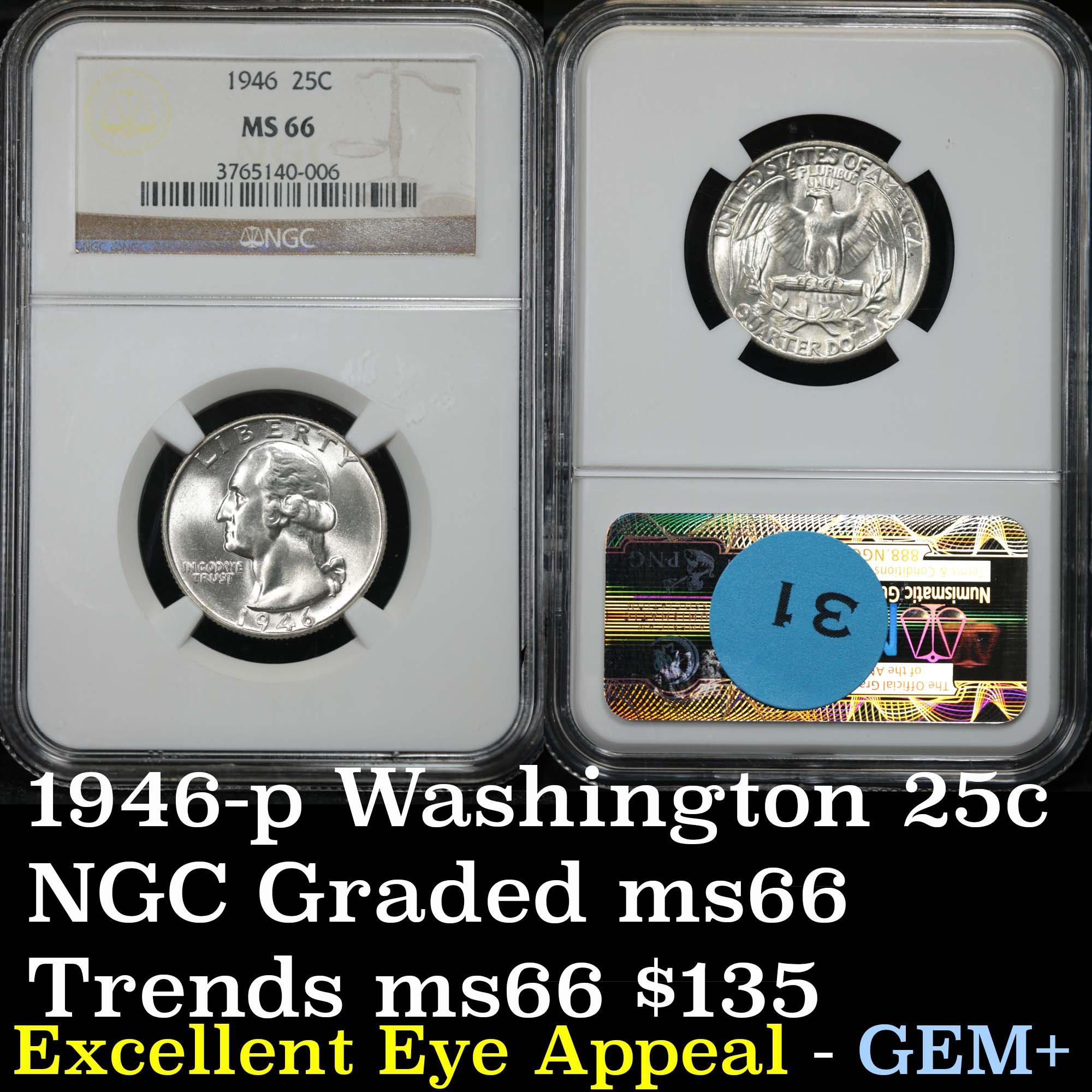 NGC 1946-p Washington Quarter 25c Graded ms66 by NGC