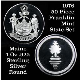 1976 Franklin Mint .925 Fine Sterling Silver Proof Round Maine 1 oz. Grades