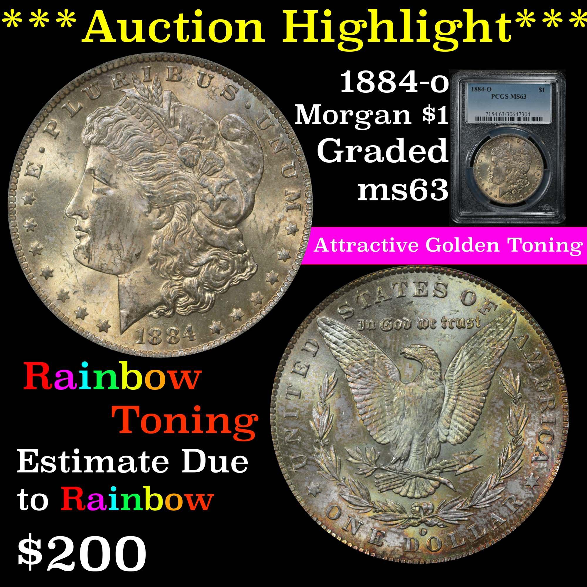 ***Auction Highlight*** PCGS 1884-o Morgan Dollar $1 Graded ms63 by PCGS (fc)