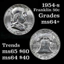 1954-s Franklin Half Dollar 50c Grades Choice+ Unc