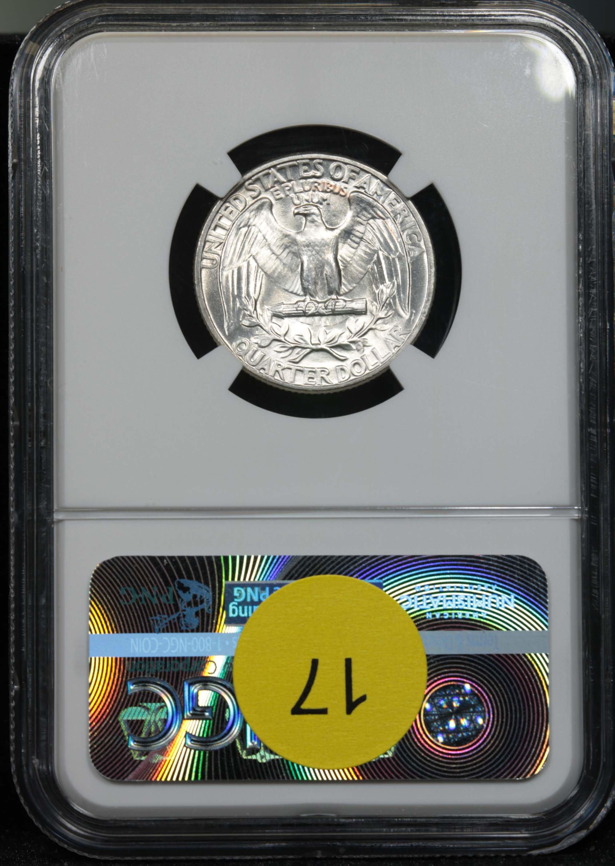 Blast white NGC 1943-p Washington Quarter 25c Good eye appeal Graded ms65 By NGC