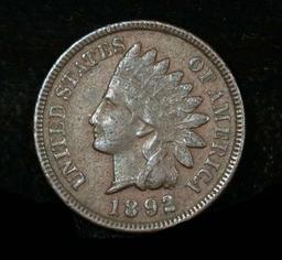 Better date 1892 Indian Cent 1c Grades AU Details