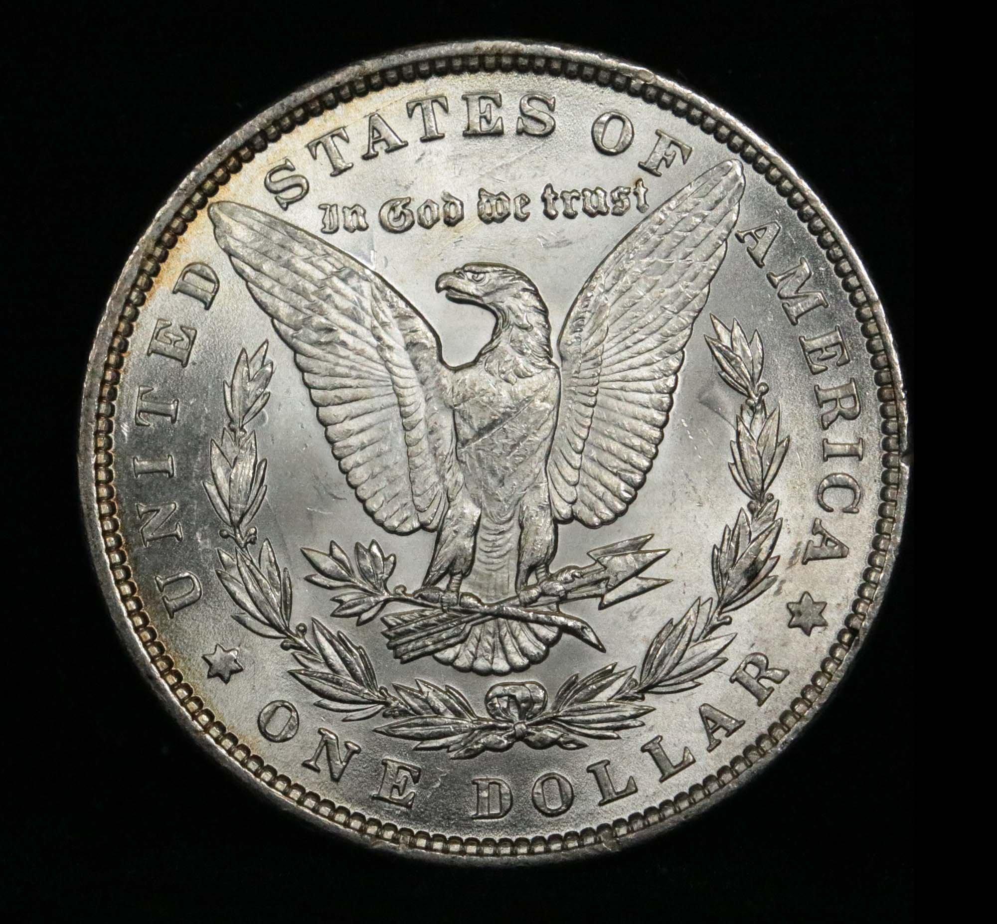 Beautiful golden rim toning 1889-p Morgan Dollar $1 all original Grades Choice Unc satiny luster