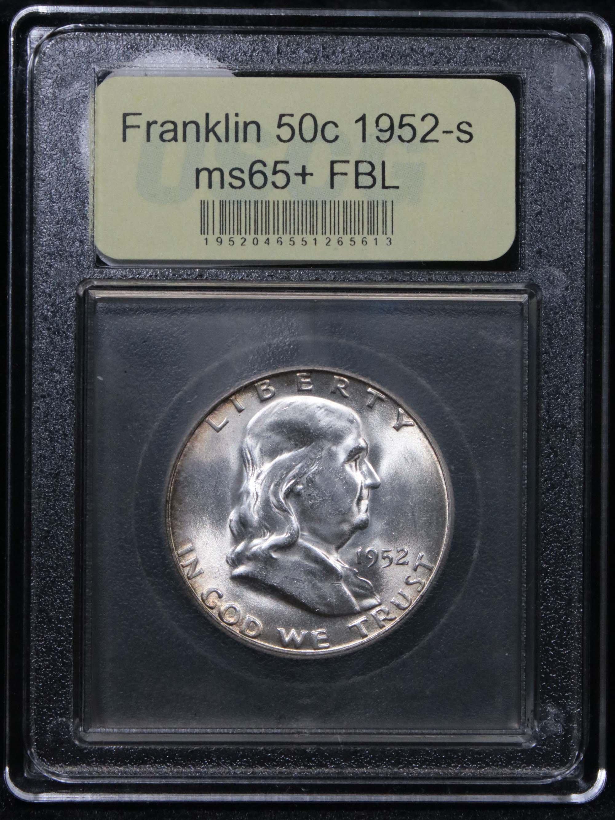 ***Auction Highlight*** Key Date 1952-s Franklin Half Dollar 50c Graded GEM+ FBL by USCG (fc)