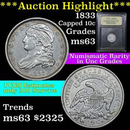 ***Auction Highlight*** 1833 Capped Bust Dime 10c Graded Select Unc by USCG Numismatic rarity (fc)