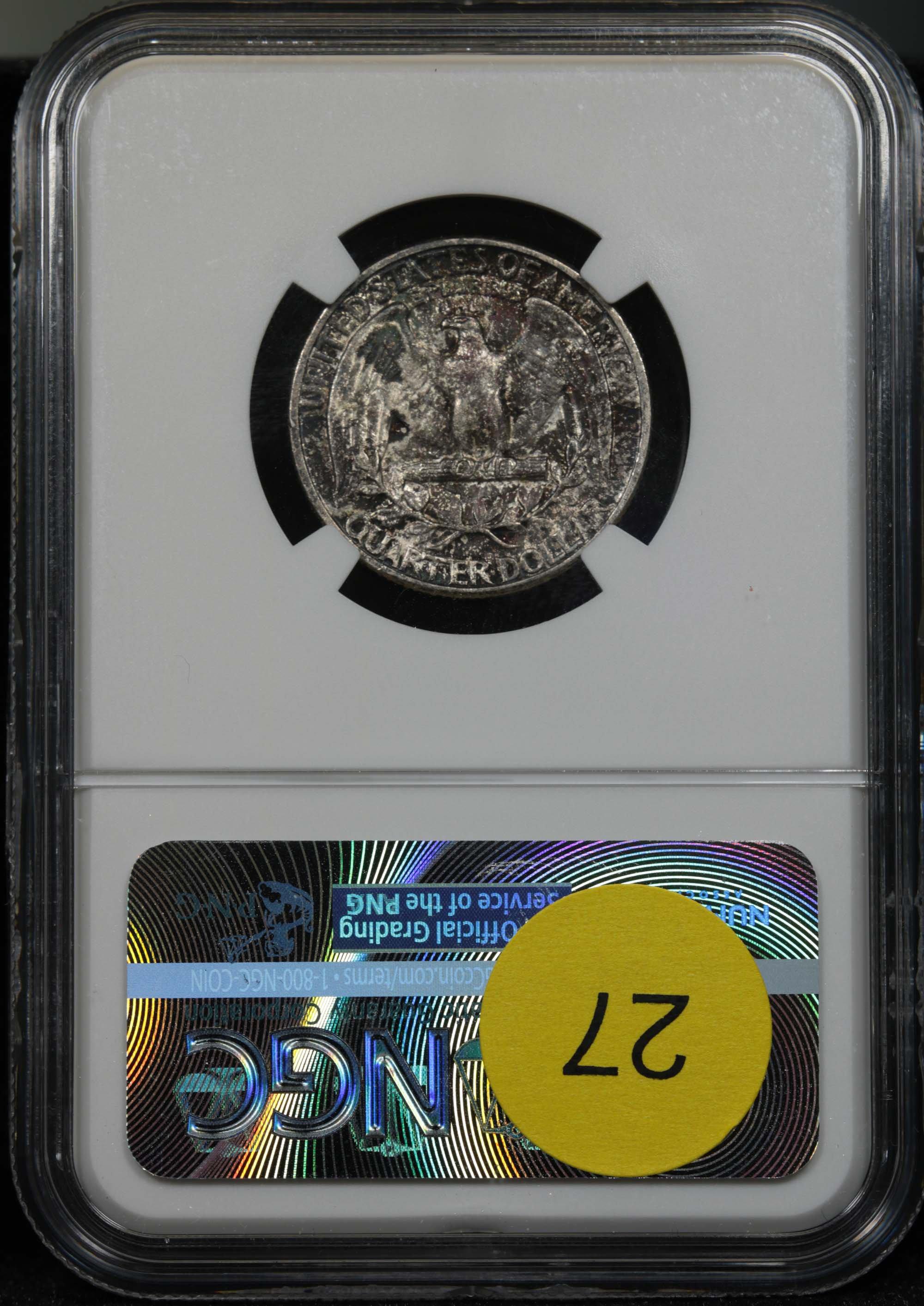 Heavily toned NGC 1948-p Washington Quarter 25c Original mint set example Graded ms65 By NGC