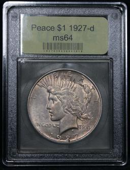 ***Auction Highlight*** Semi key date 1927-d Peace $1 Graded Choice Unc by USCG flashy luster (fc)