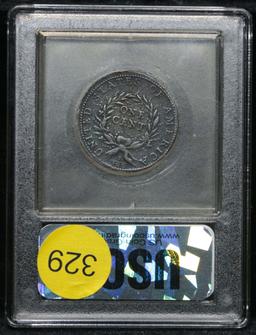 ***Auction Highlight*** Ultra Rare 1793 Wreath Vine & Bars Flowing Hair 1c 1c Graded xf by USCG (fc)