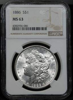 Blast white NGC 1886-p Morgan Dollar $1 Good luster Graded ms63 By NGC PQ for the grade