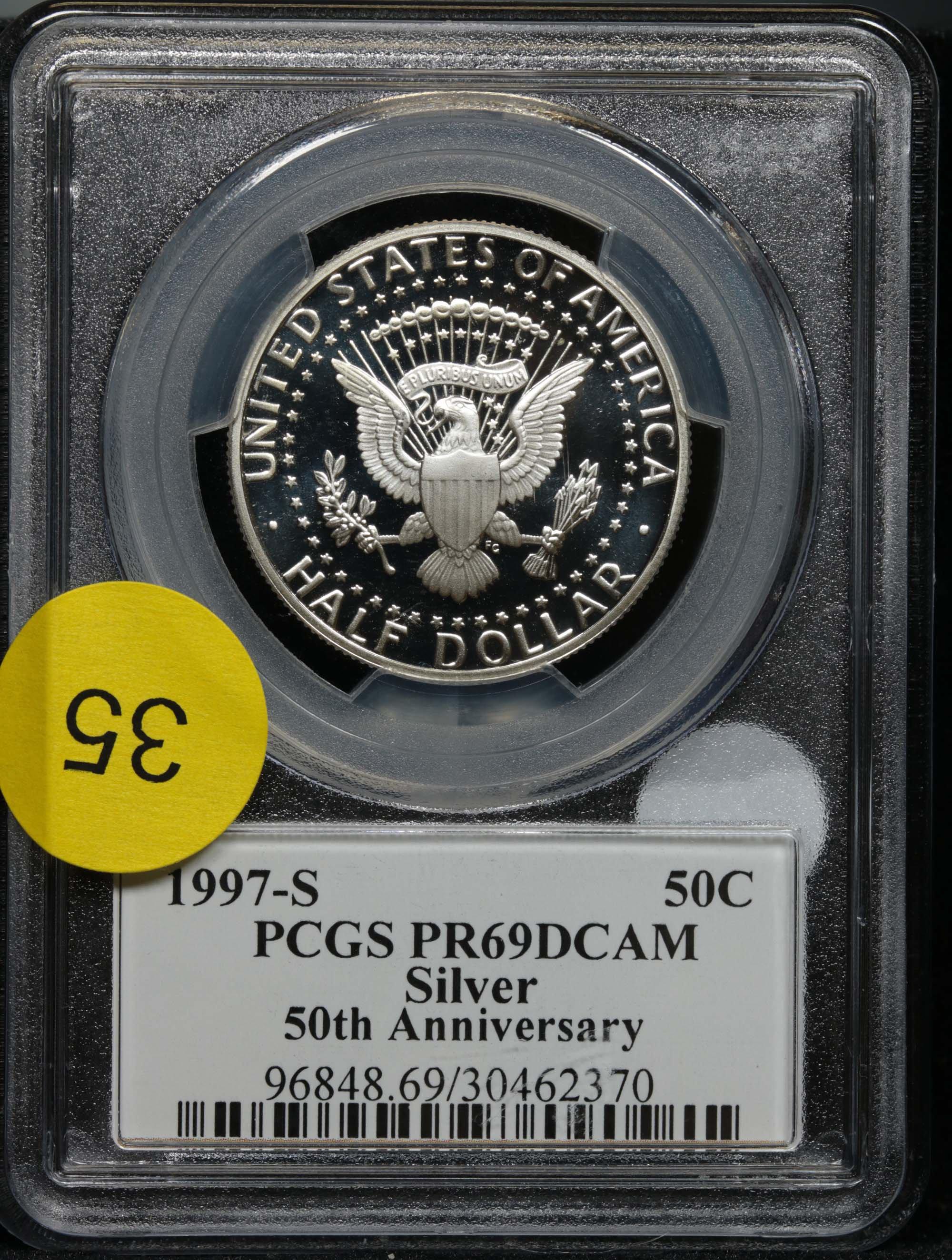 PCGS 1997-s Silver Proof Kennedy Half 50c excellent cameo Graded pr69dcam PCGS Near perfect