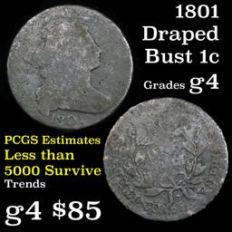 Tough Date 1801 Draped Bust Large Cent 1c Grades g, good