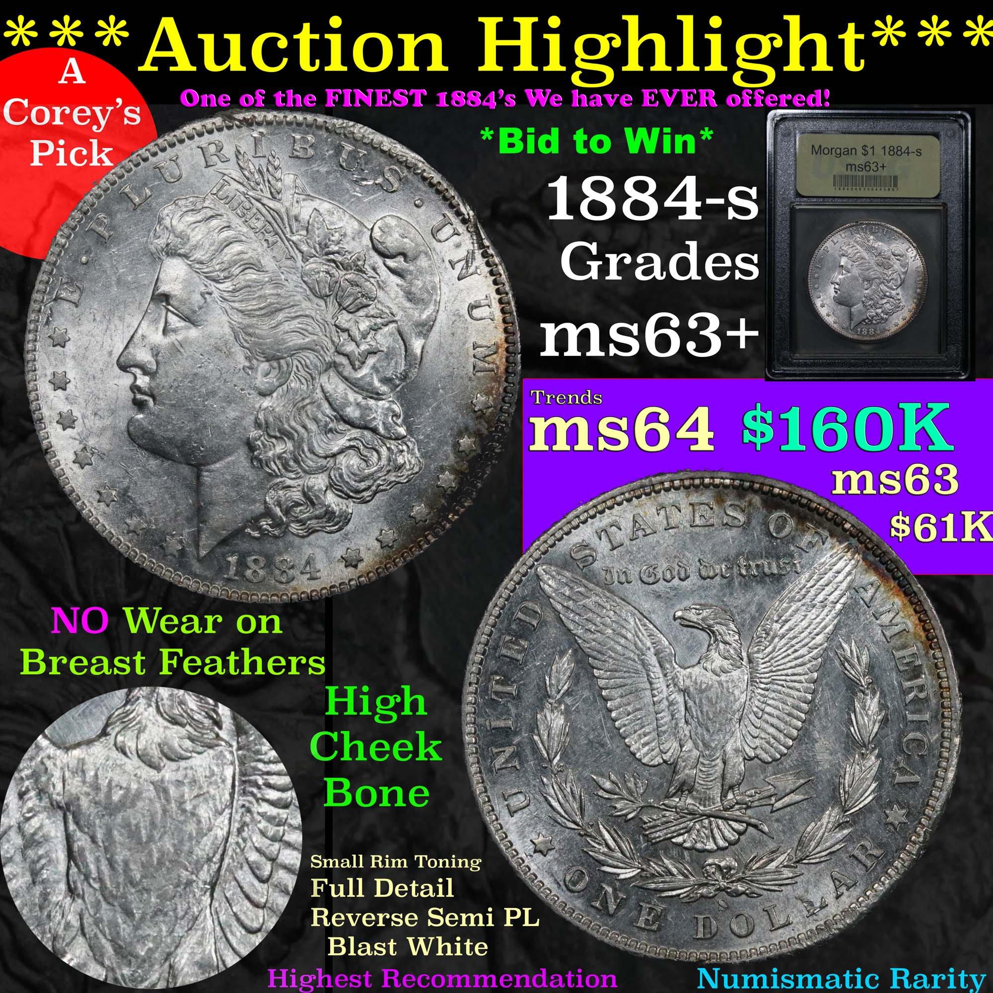 ***Auction Highlight*** 1884-s Morgan Dollar $1 Graded Select+ Unc by USCG (fc)