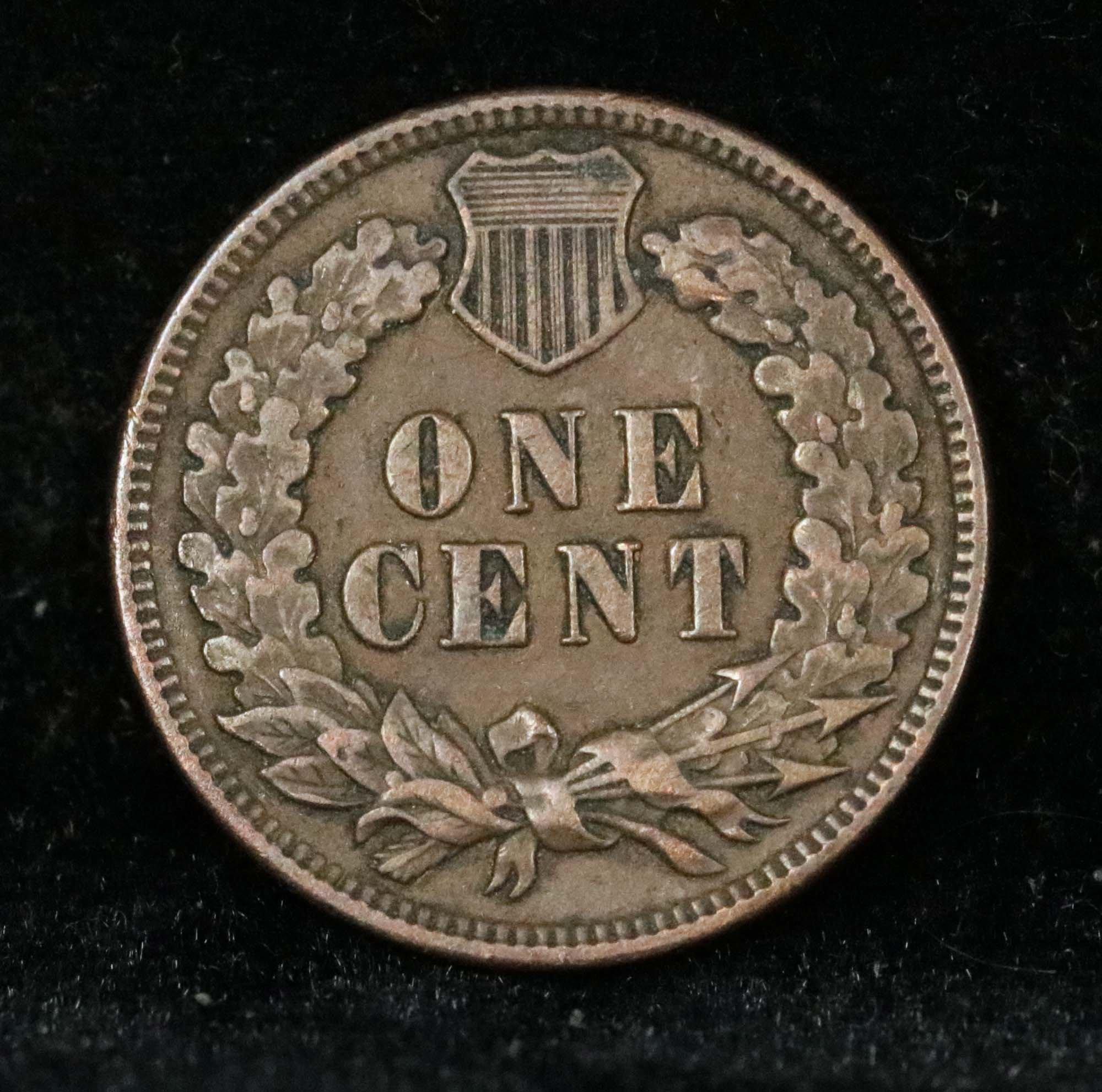 2 diamonds 1909 Indian Cent 1c pleasing chocolate brown color Grades AU, Almost Unc better date