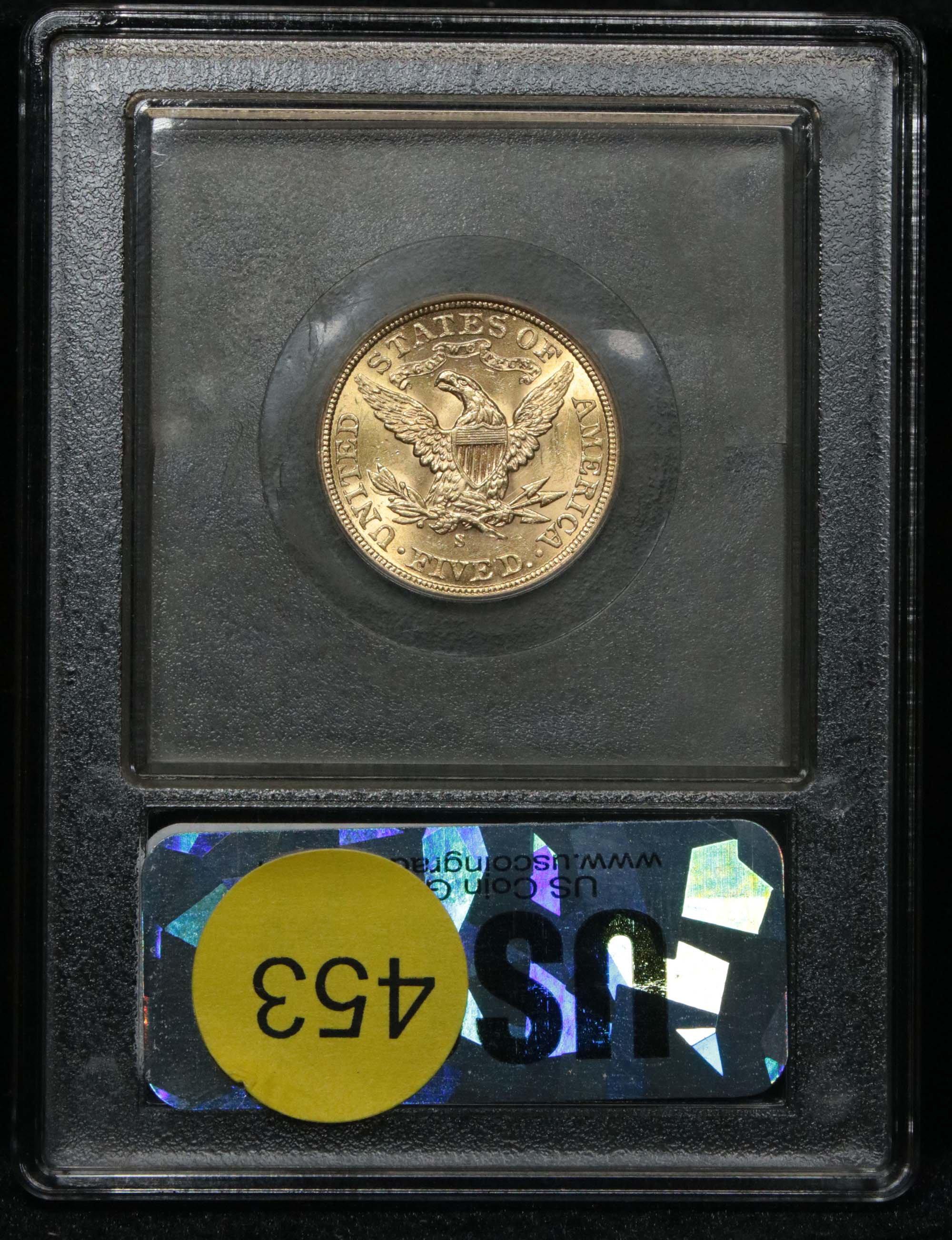 ***Auction Highlight*** Scarce 1901-s Liberty Gold $5 Graded Choice Unc by USCG PQ for grade (fc)