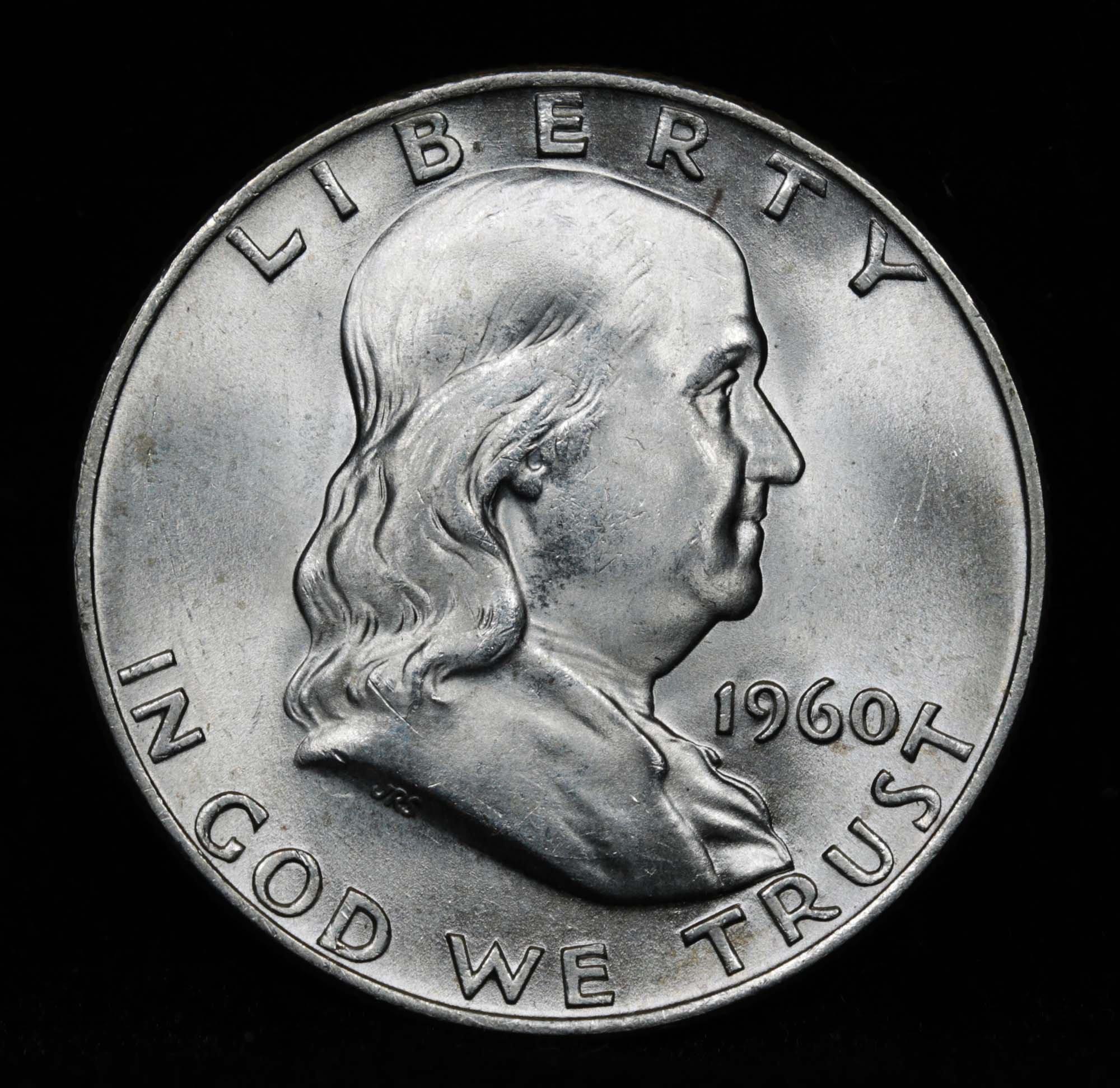 1960-d Franklin Half Dollar 50c Nice Gem Example Grades GEM Unc Frosty Luster