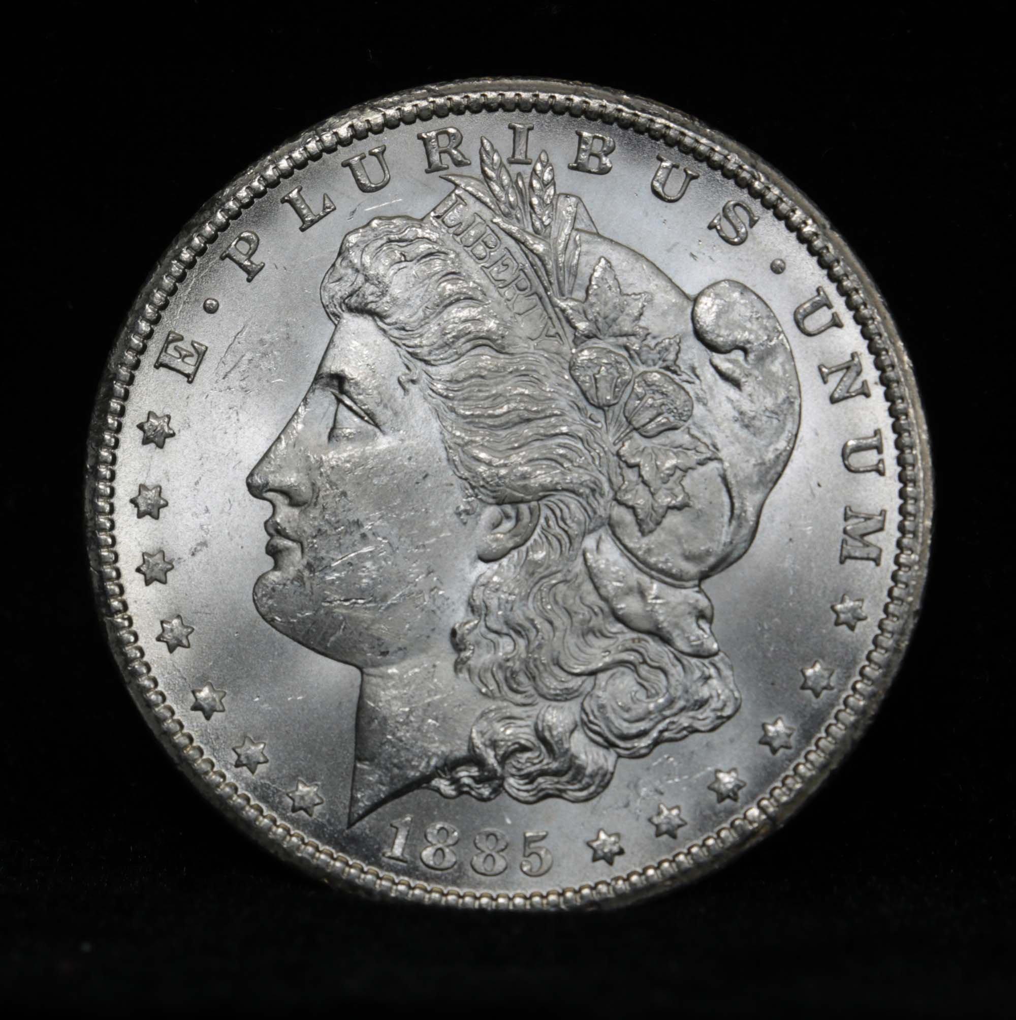 ***Auction Highlight*** Rare 1885-cc Morgan Dollar $1 Graded Choice Unc by USCG pristine fields (fc)