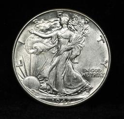 1942-p Walking Liberty Half Dollar 50c Grades Choice AU/BU Slider Looks Unc