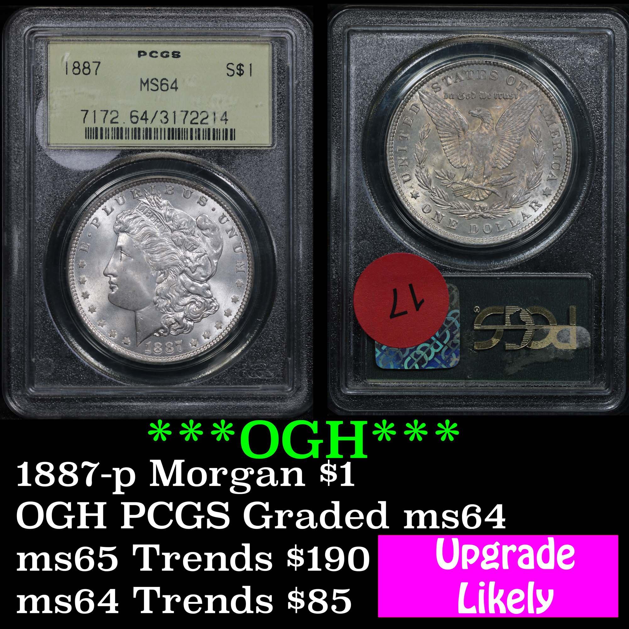 PCGS 1887-p Morgan Dollar $1 Graded ms64 by PCGS