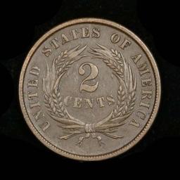 1866 2 Cent Piece 2c Grades xf+
