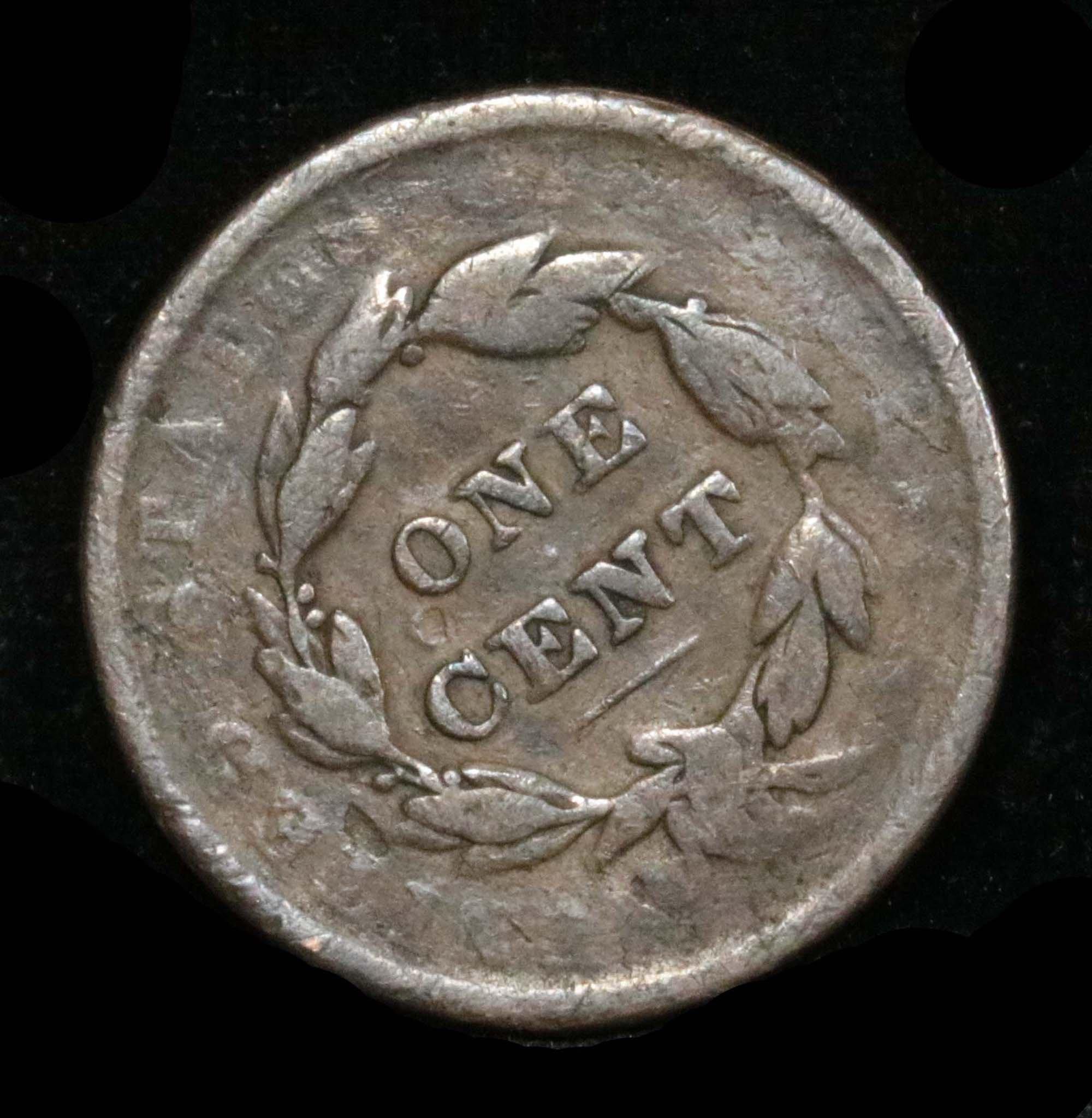 1838 Coronet Head Large Cent 1c Grades f+