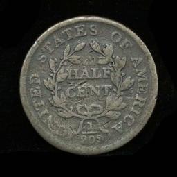 1805 Draped Bust Half Cent 1/2c Grades vg, very good