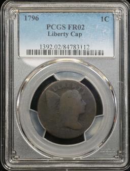 ***Auction Highlight*** PCGS 1796 Liberty Cap 1c Graded fr02 by PCGS (fc)