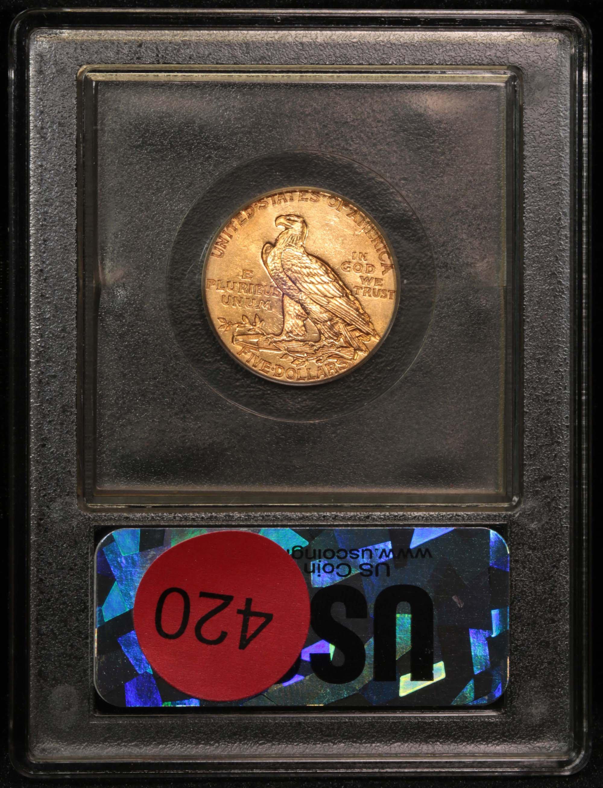 ***Auction Highlight*** 1913-p Gold Indian Half Eagle $5 Graded Choice Unc by USCG (fc)