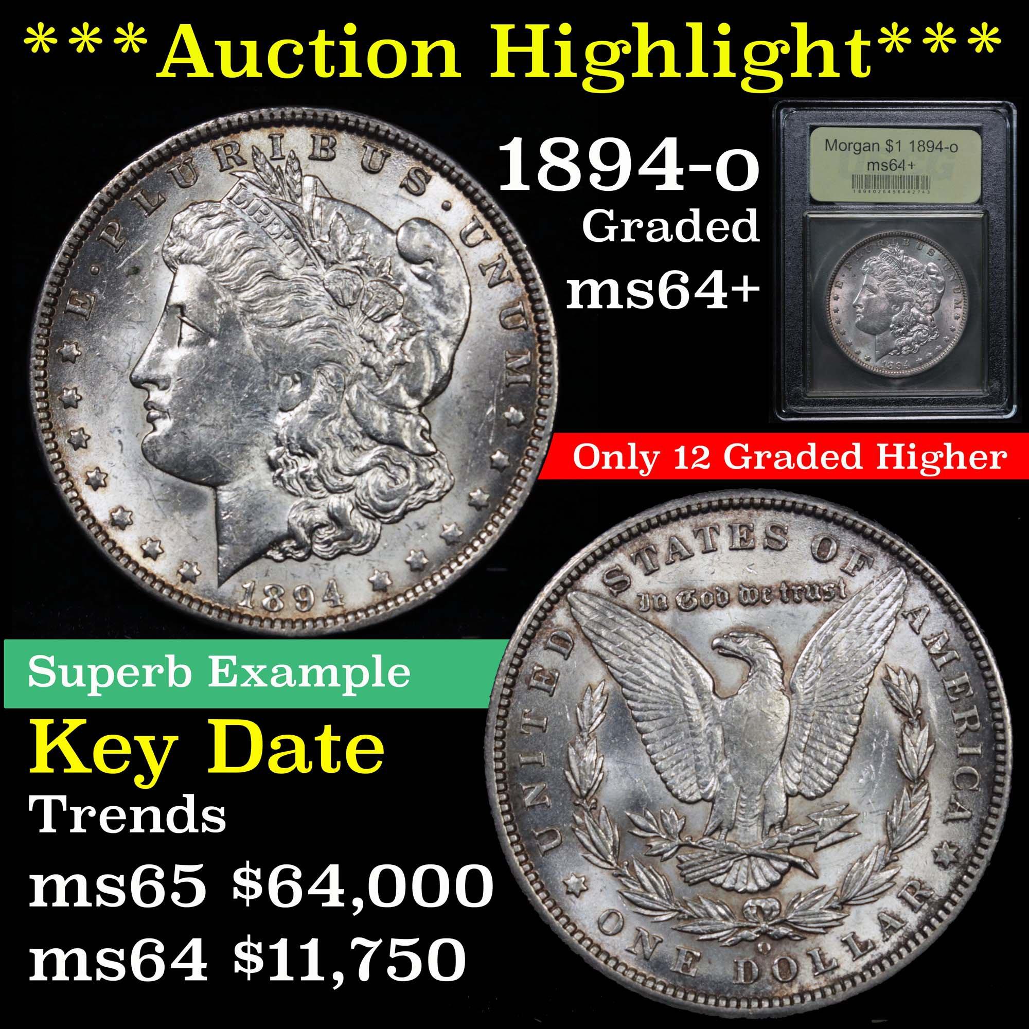 ***Auction Highlight*** 1894-o Morgan Dollar $1 Graded Choice+ Unc by USCG (fc)