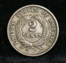 1864 2 Cent Piece 2c Grades xf details