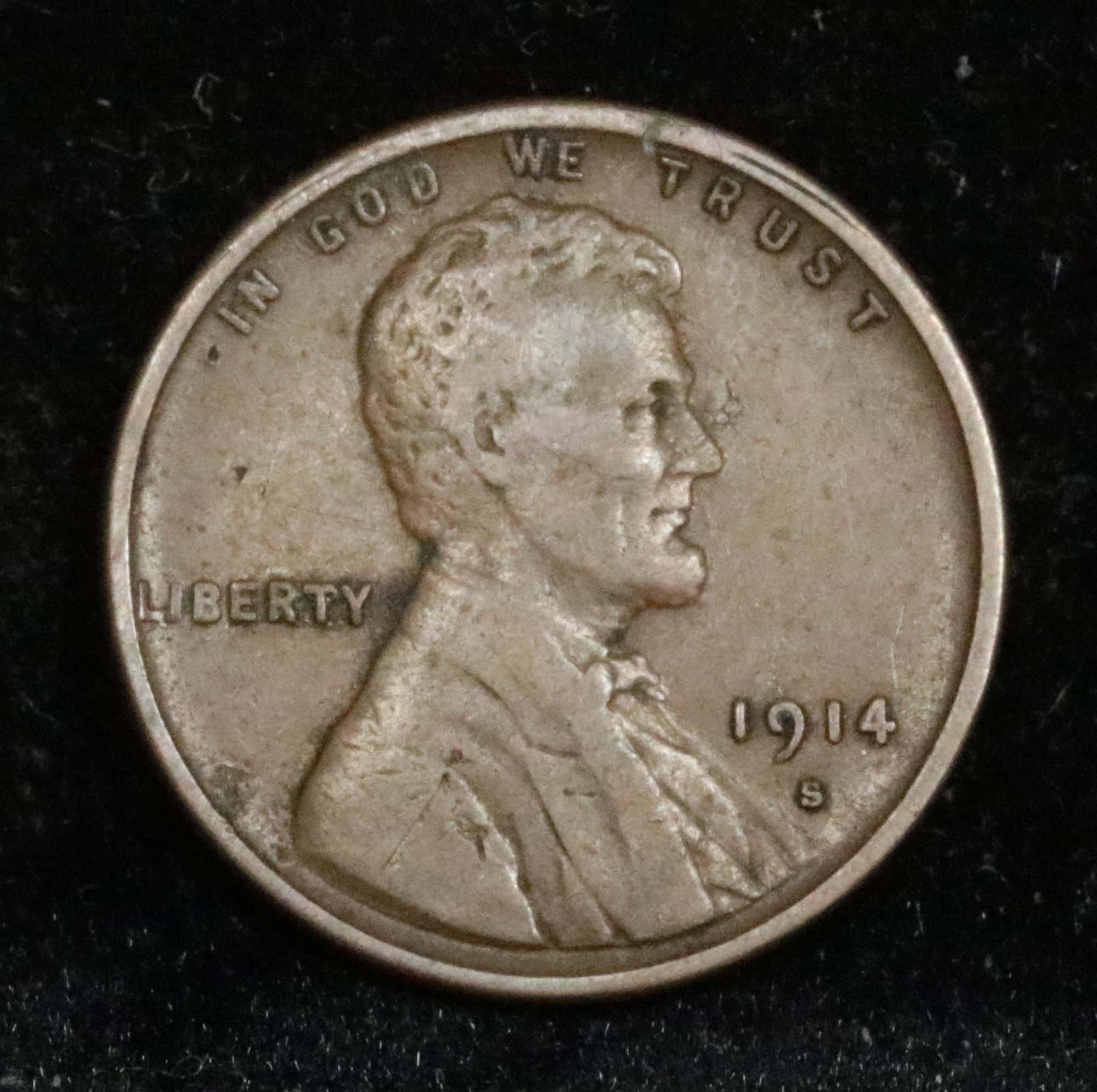 1914-s Lincoln Cent 1c Grades xf