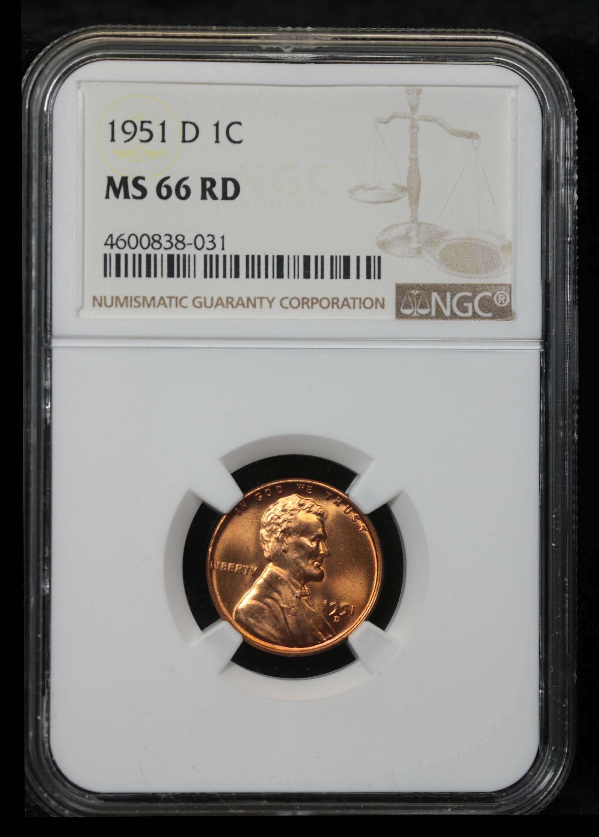 NGC 1951-d Lincoln Cent 1c Graded ms66 rd By NGC