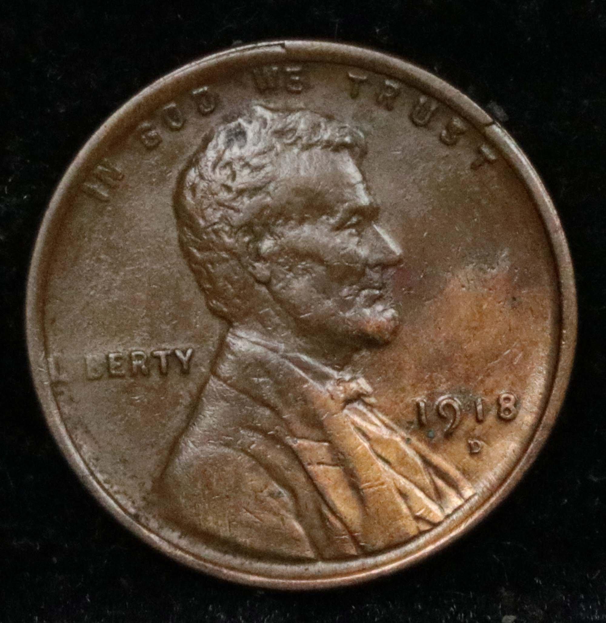 1918-d Lincoln Cent 1c Grades vf++