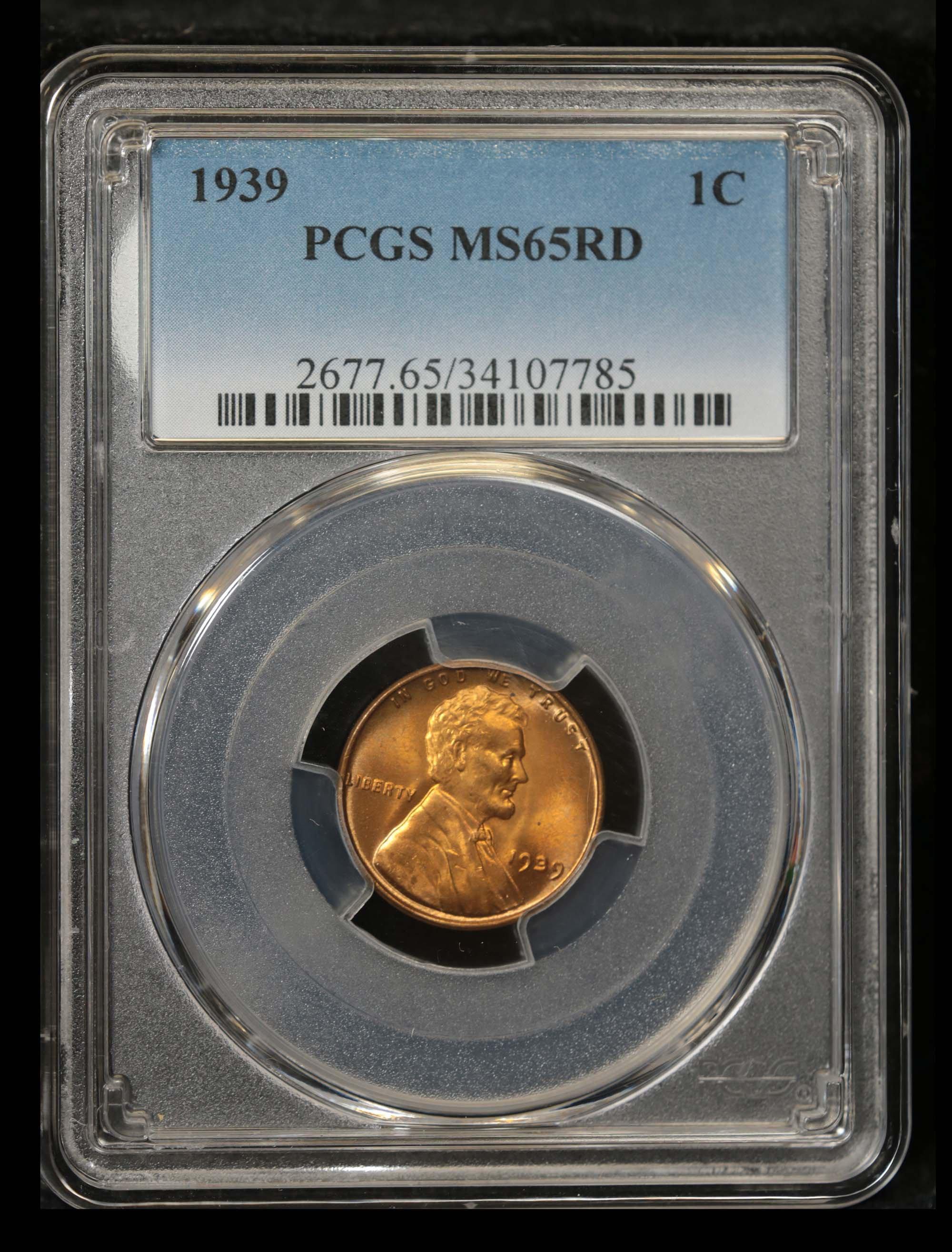 PCGS 1939-p Lincoln Cent 1c Graded ms65 rd By PCGS