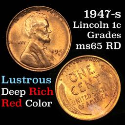 1947-s Lincoln Cent 1c Grades GEM Unc RD