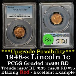 PCGS 1948-s Lincoln Cent 1c Graded ms66 rd By PCGS