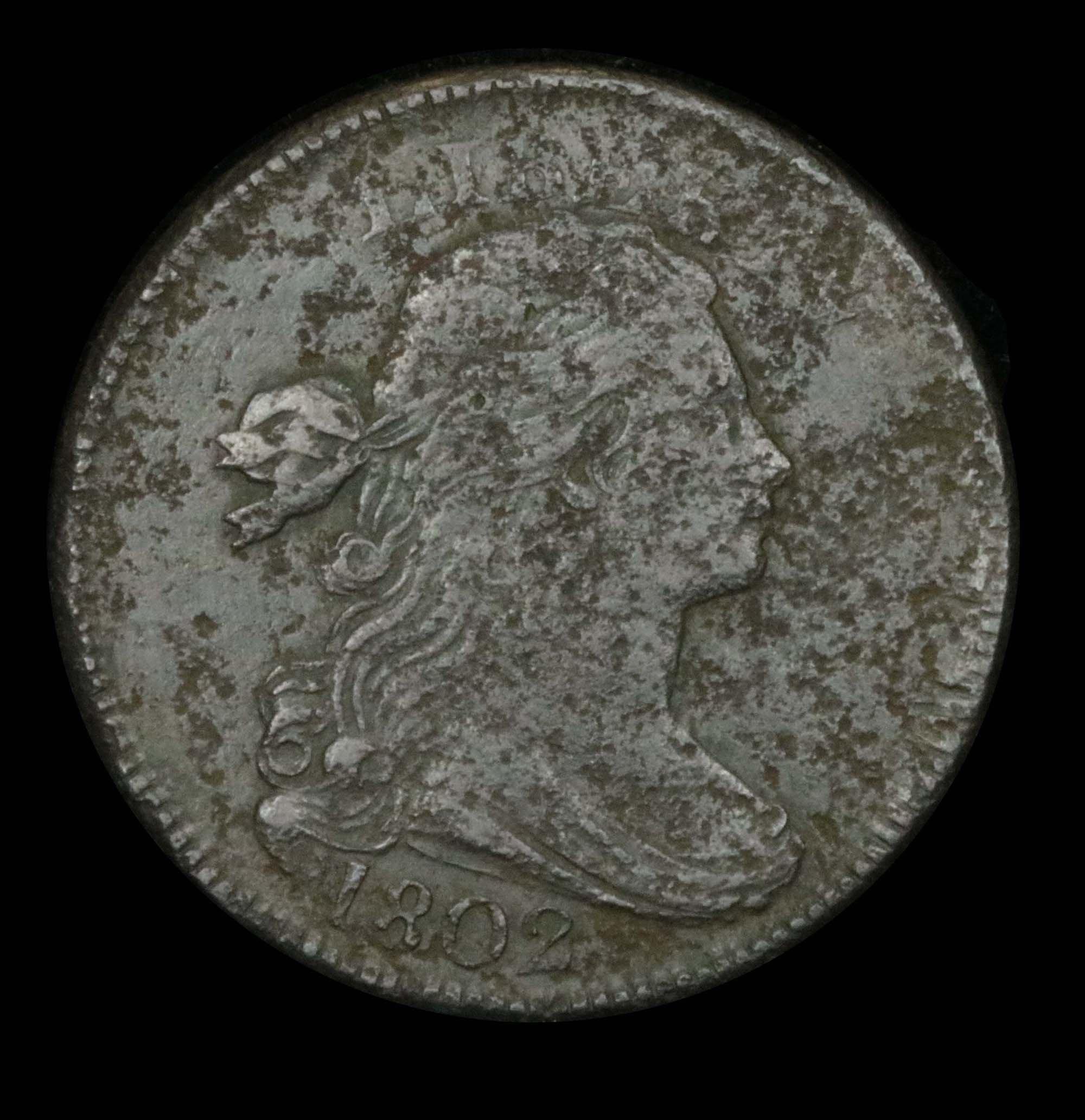 ***Auction Highlight*** 1802 Draped Bust Large Cent 1c Grades xf details (fc)