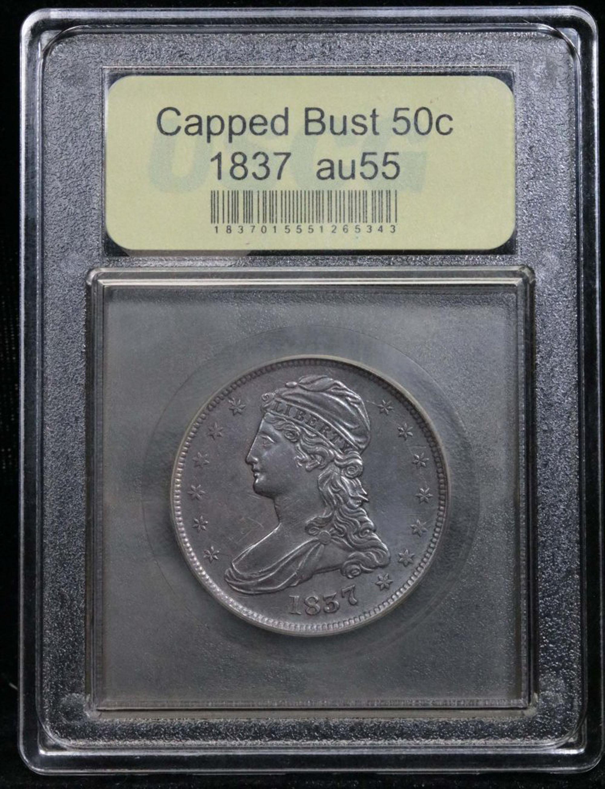 ***Auction Highlight*** 1837 Capped Bust Half Dollar 50c Graded Choice AU by USCG (fc)