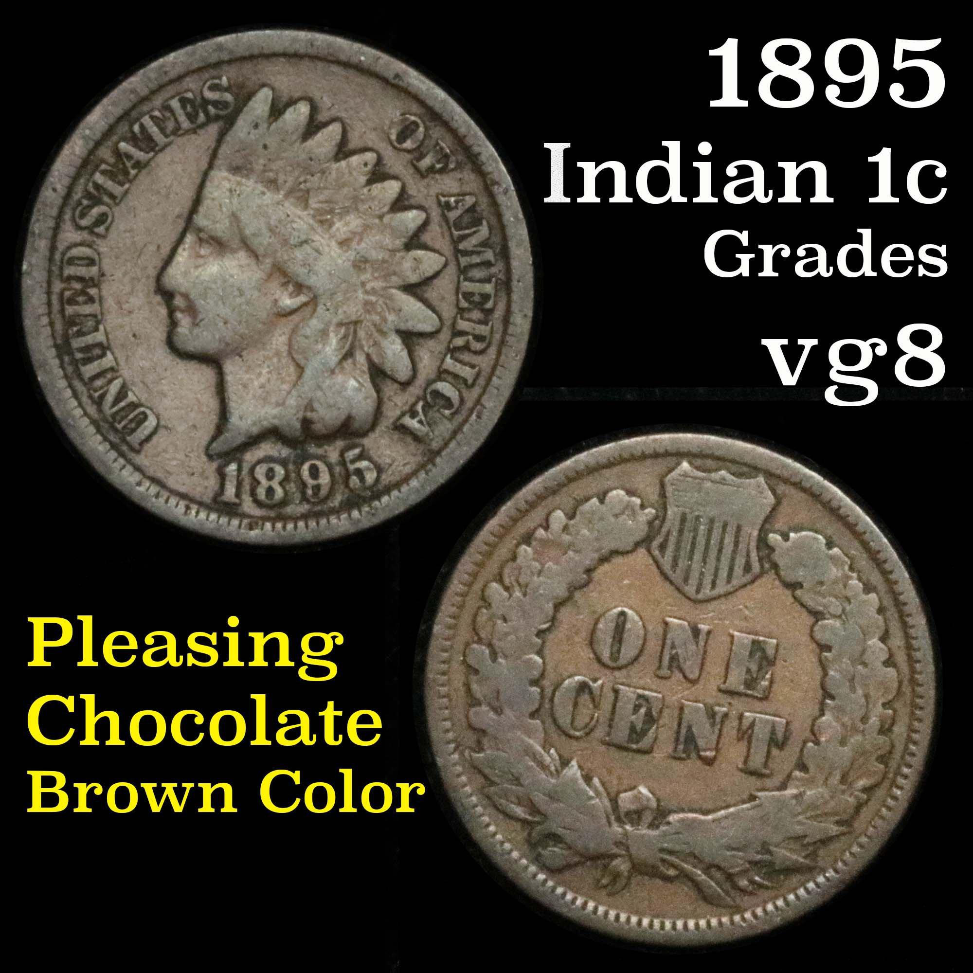 1895 Indian Cent 1c Grades vg, very good