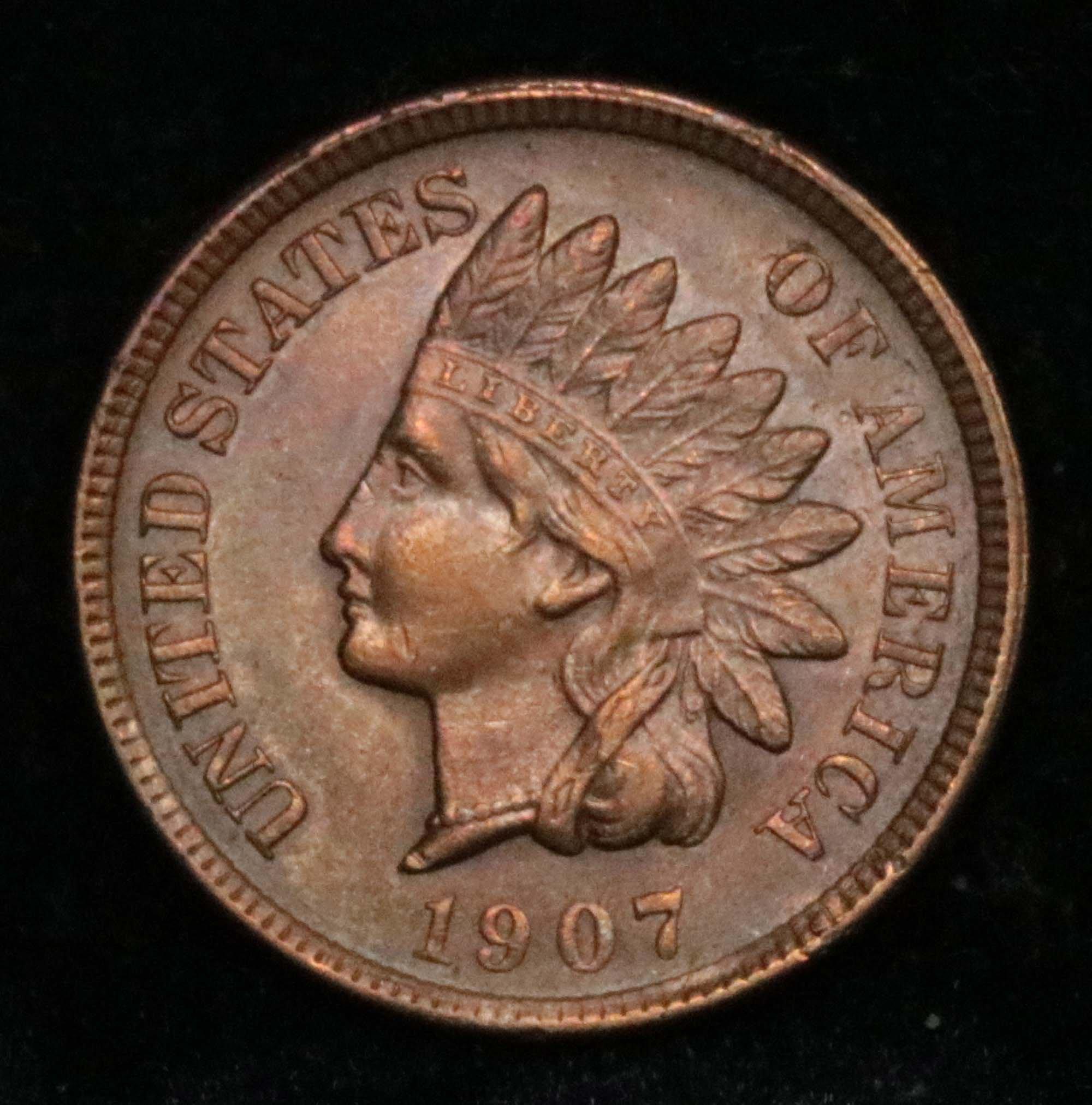 1907 Indian Cent 1c Grades Select Unc RD