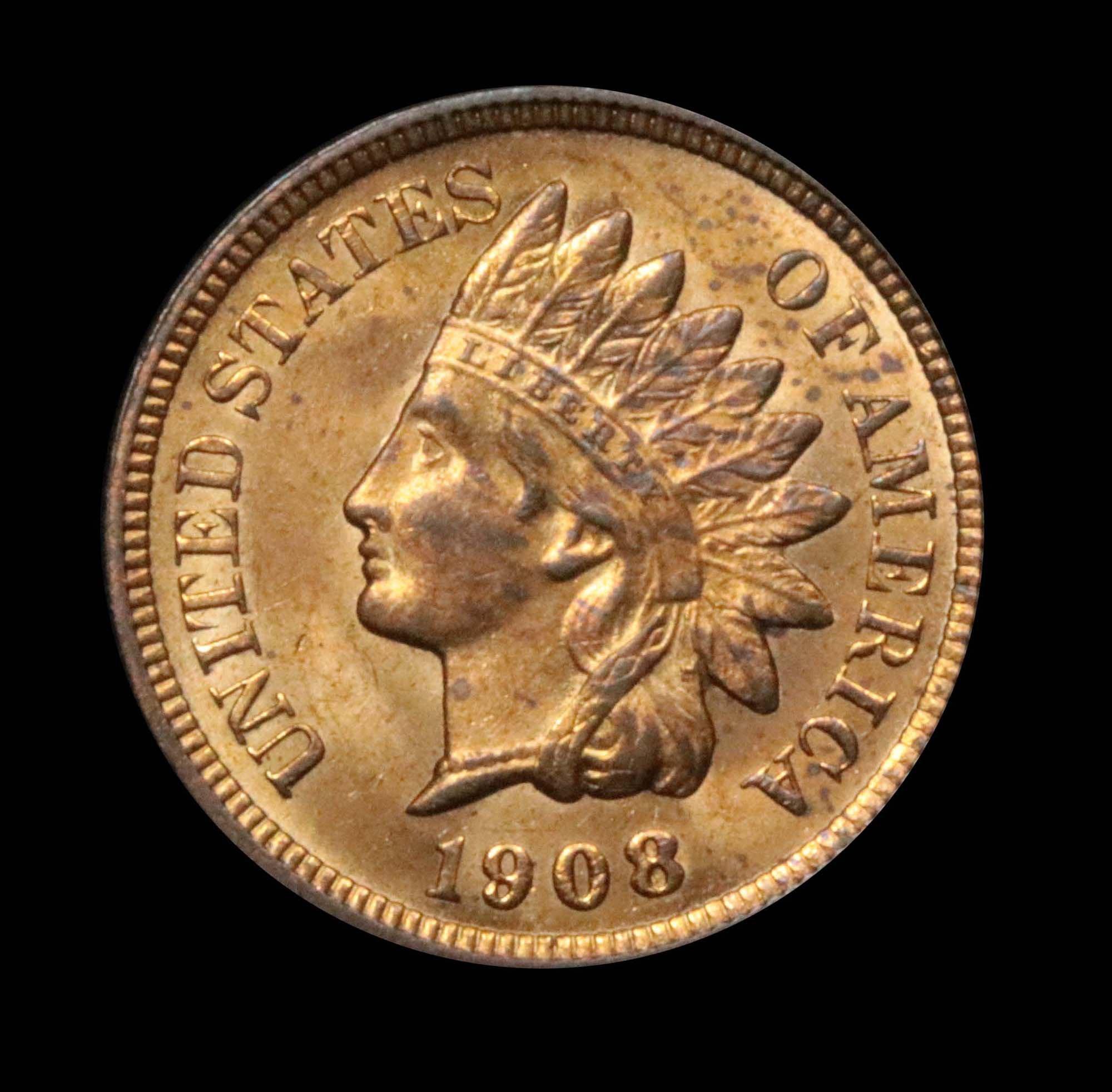 1908 Indian Cent 1c Grades Choice Unc RD (fc)