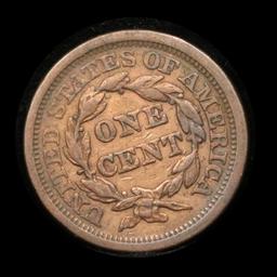 1850 Braided Hair Large Cent 1c Grades AU, Almost Unc