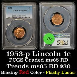 PCGS 1953-p Lincoln Cent 1c Graded ms65 rd By PCGS