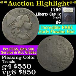 ***Auction Highlight*** 1794 Liberty Cap Flowing Hair large cent 1c Graded