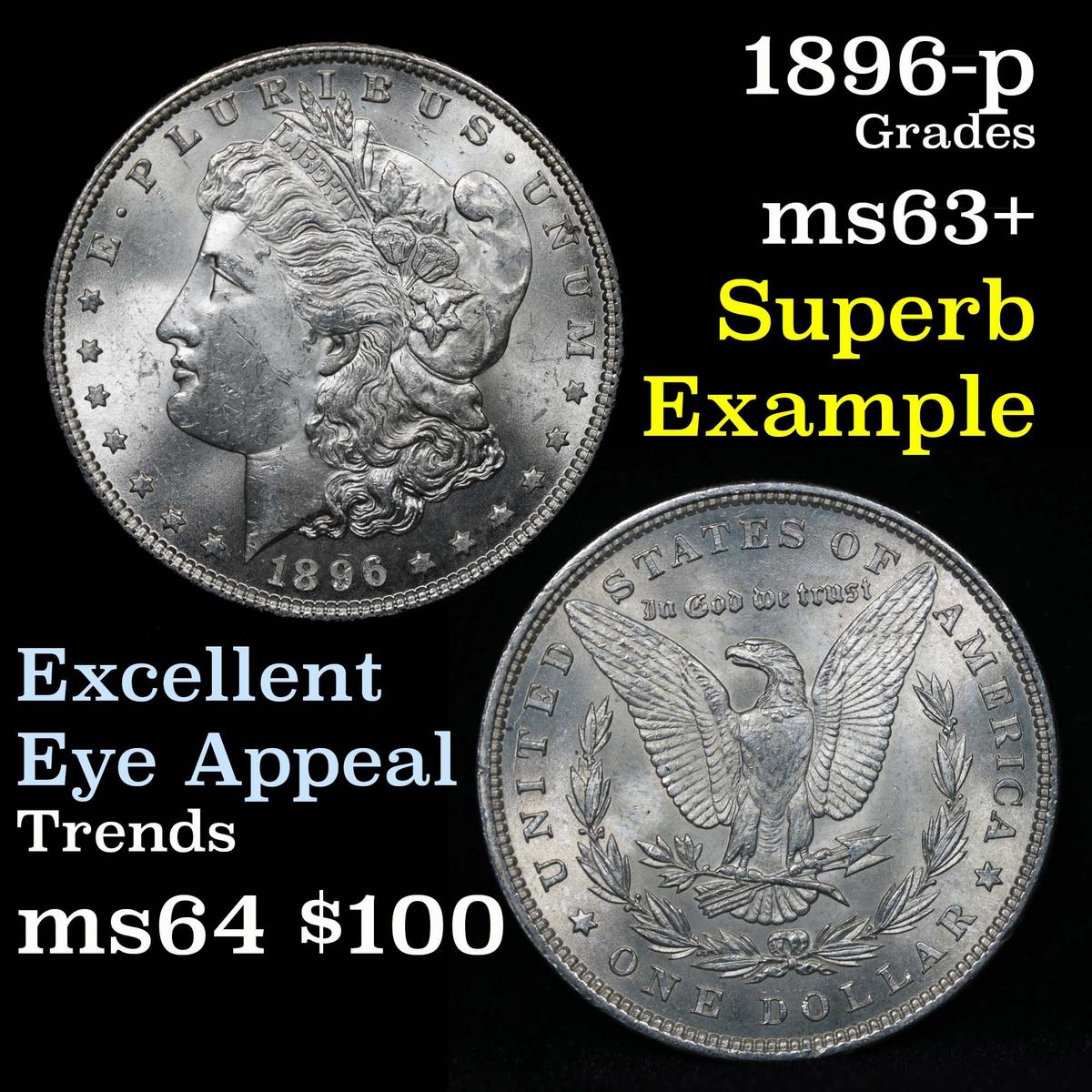 1896-p Morgan Dollar $1 Grades Select+ Unc