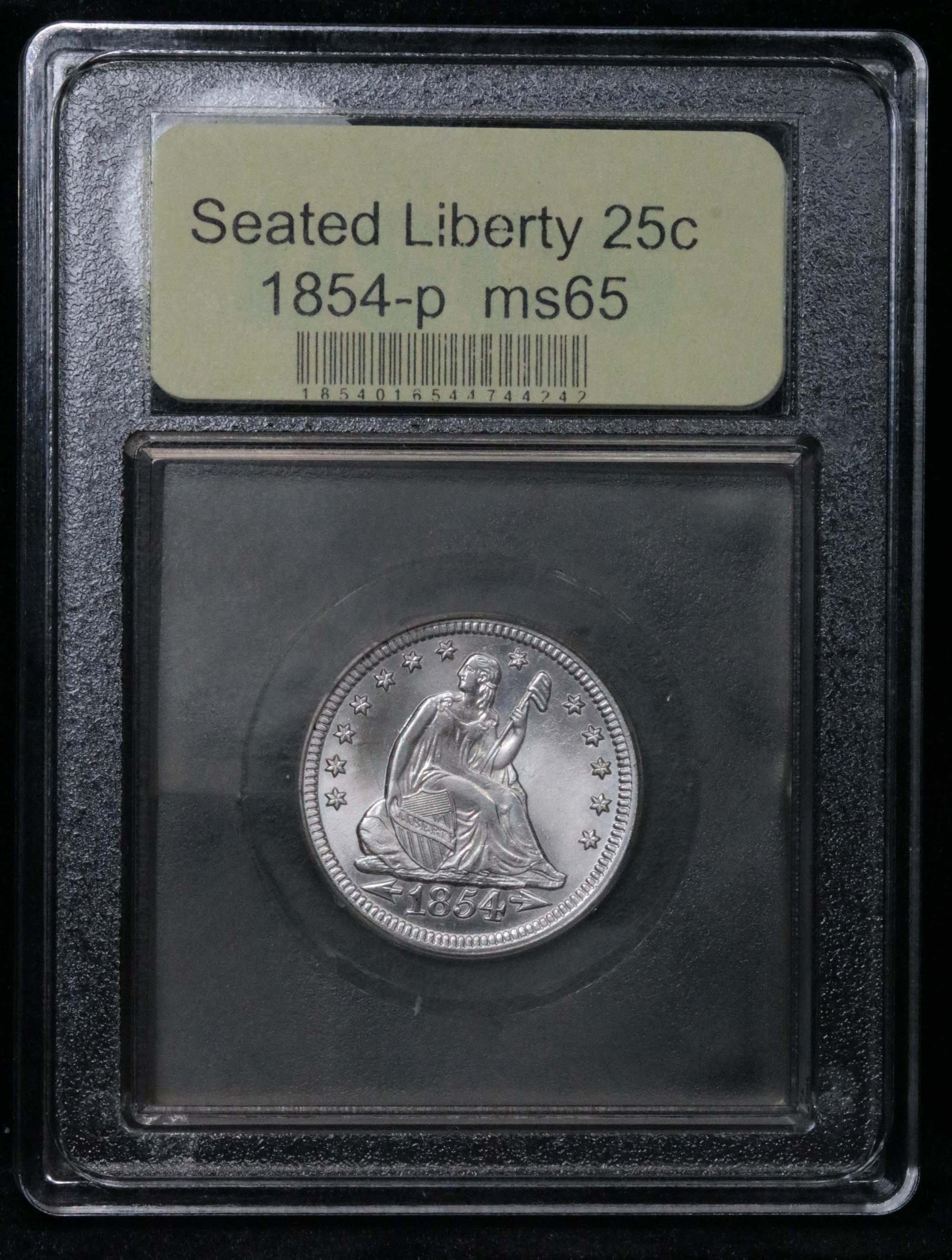 ***Auction Highlight*** 1854-p Seated Liberty Quarter 25c Graded GEM Unc by USCG Superb coin (fc)