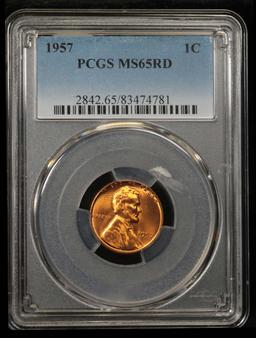 PCGS 1957-p Lincoln Cent 1c Graded ms65 rd By PCGS