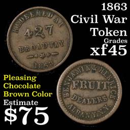 1863 Benjamin & Herrich Fruit Dealers Albany, NY Store Card Token Grades xf+